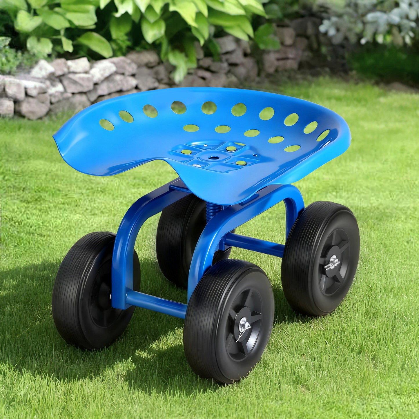 Gardeon Garden Seat 360 Swivel Rolling Adjustable Height Work Scooter Cart Wheels Heavy Duty 150kg-0