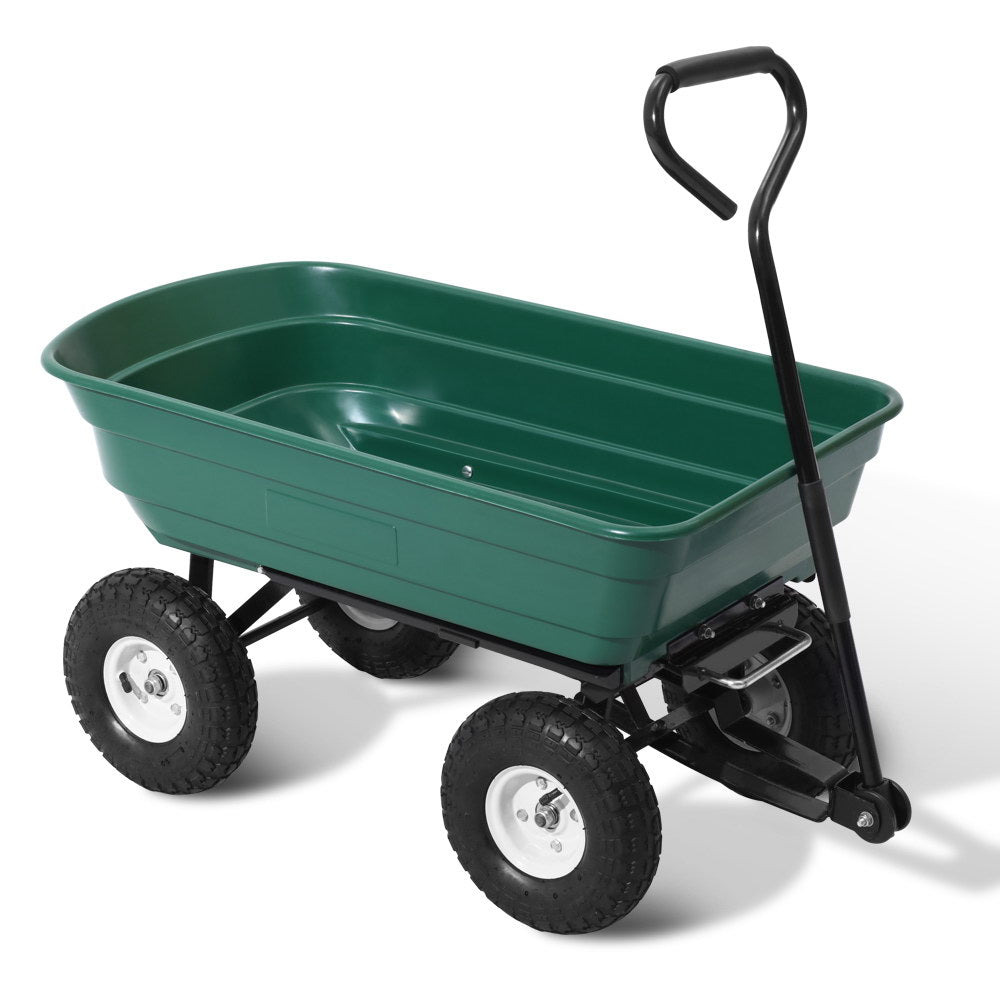 Gardeon Garden Cart Dump 270kg Hand Trailer Trolley Wagon Wheelbarrow Pull 75L-0