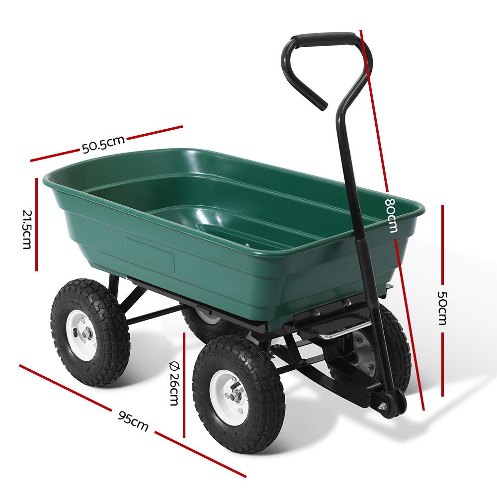 Gardeon Garden Cart Dump 270kg Hand Trailer Trolley Wagon Wheelbarrow Pull 75L-1