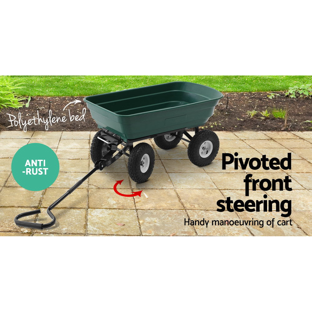 Gardeon Garden Cart Dump 270kg Hand Trailer Trolley Wagon Wheelbarrow Pull 75L-3