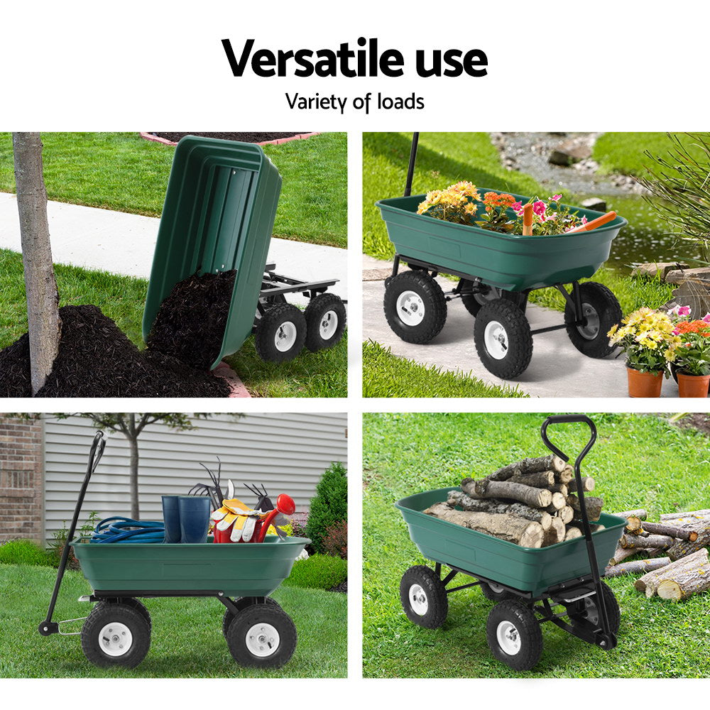 Gardeon Garden Cart Dump 270kg Hand Trailer Trolley Wagon Wheelbarrow Pull 75L-5