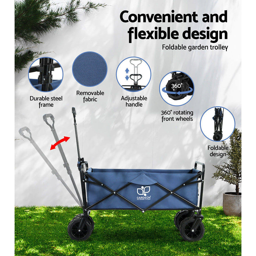 Gardeon Garden Cart Folding 120kg Trolley Camping Wagon Barrow Outdoor Beach-3