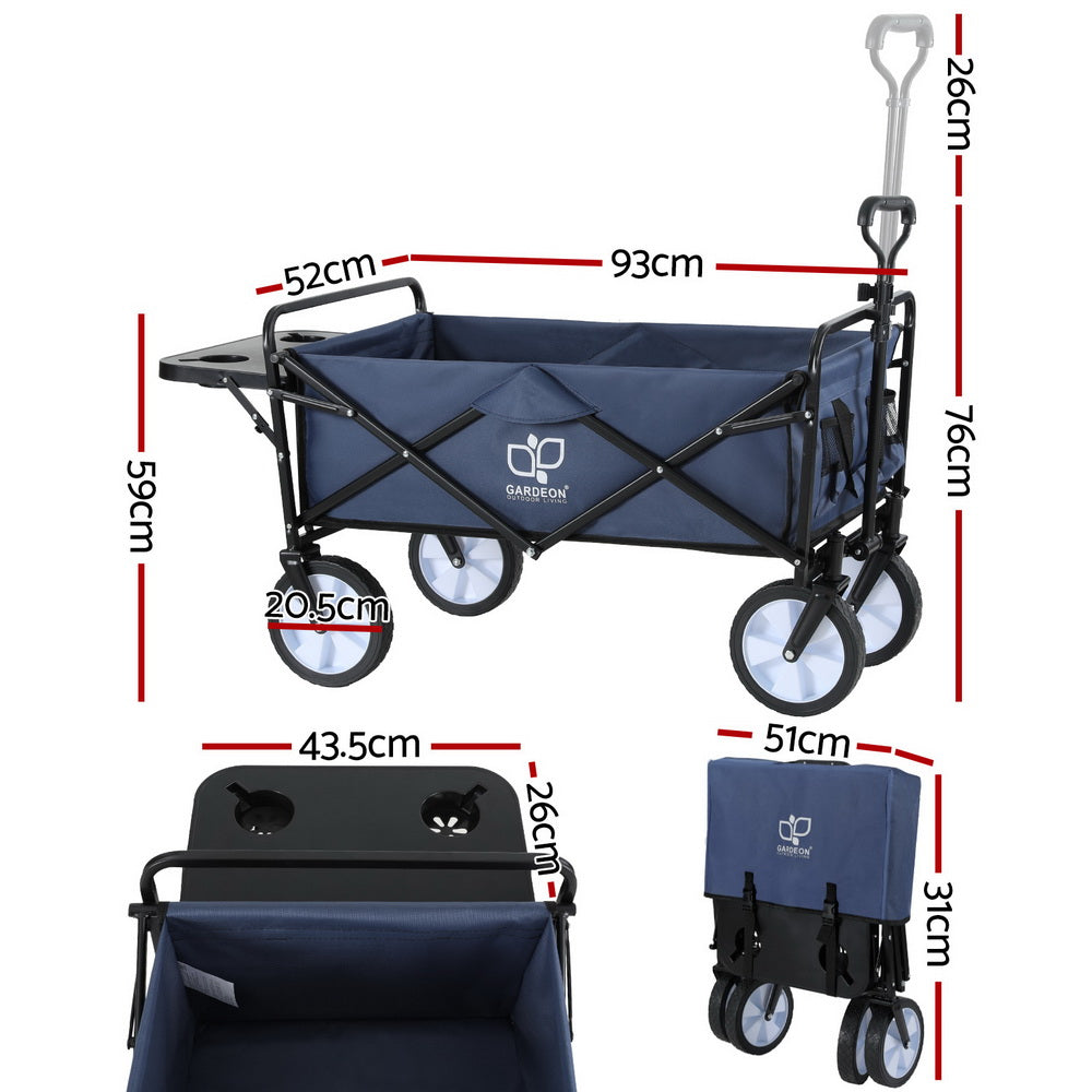 Gardeon Garden Cart with Cup Holders Blue-1