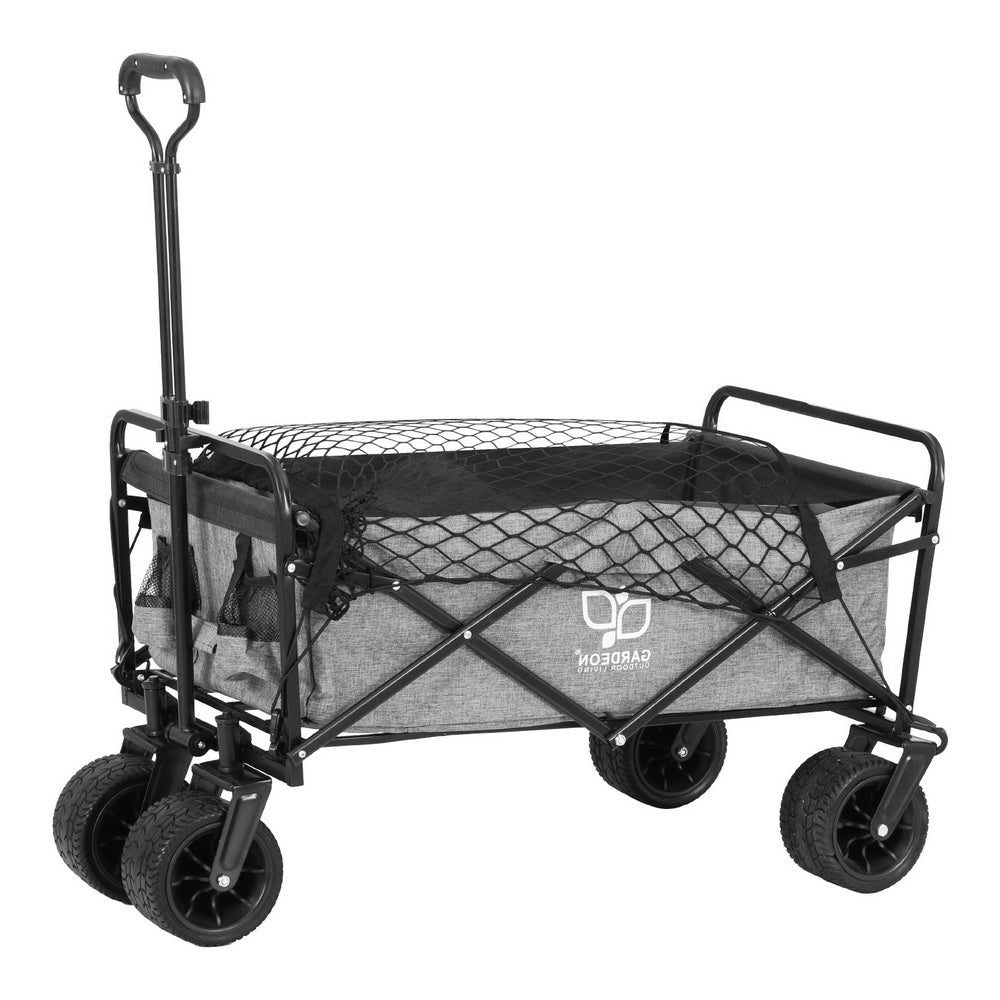 Gardeon Garden Cart with Cargo Net Grey-3