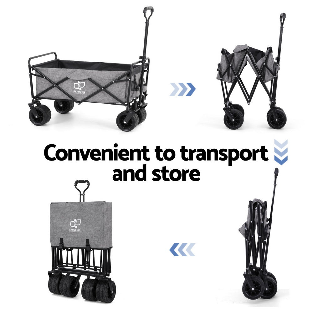 Gardeon Garden Cart with Cargo Net Grey-5