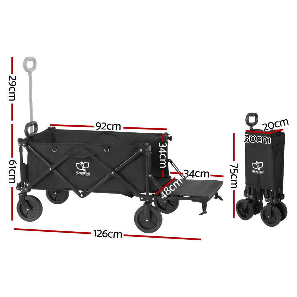 Gardeon Garden Cart with Opening Rear Black-1