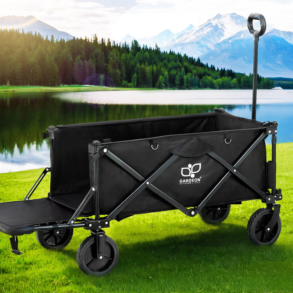 Gardeon Garden Cart with Opening Rear Black-5