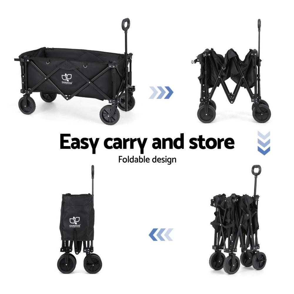 Gardeon Garden Cart with Opening Rear Black-5