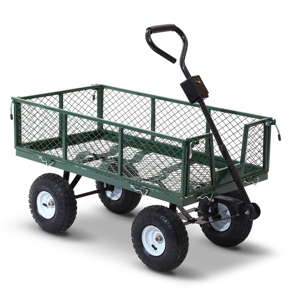 Gardeon Mesh Garden Steel Cart - Green-0