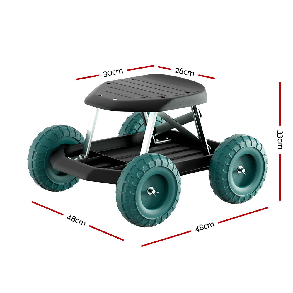 Gardeon Garden Cart Rolling Stool with Wheels Gardening Helper Seat Farm Yard-1