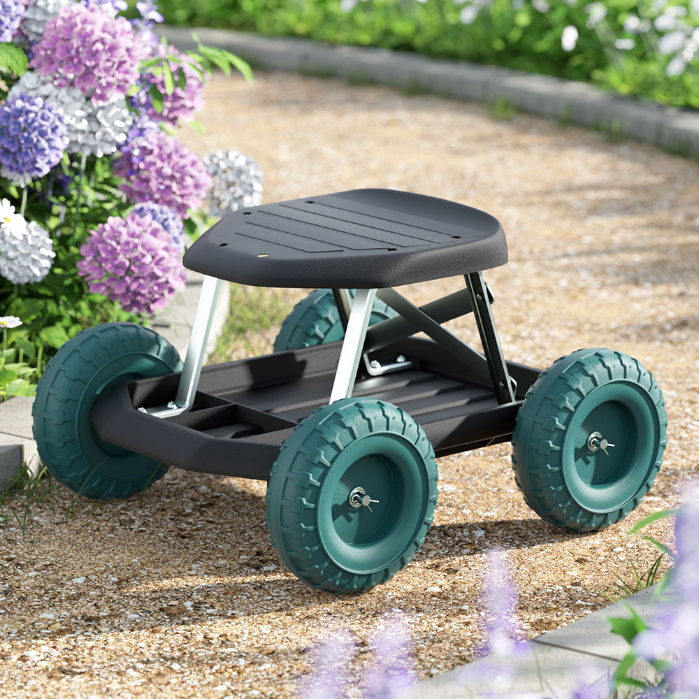 Gardeon Garden Cart Rolling Stool with Wheels Gardening Helper Seat Farm Yard-6