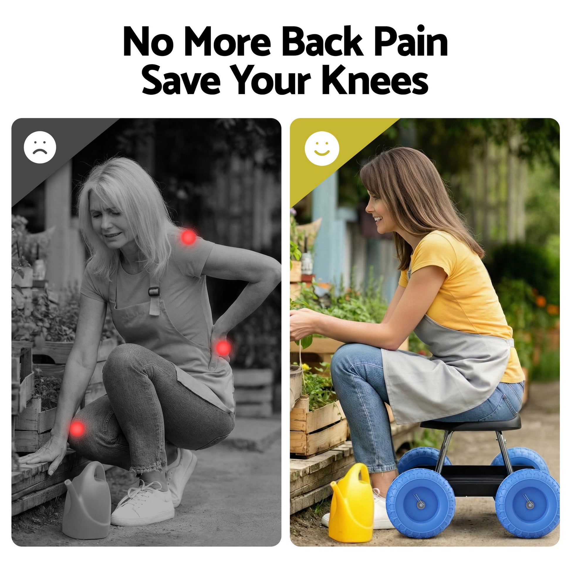 Gardeon Garden Cart Seat with Wheels, Rolling Work Stool with Tool Storage Tray, 440lbs (200kg) Heavy Duty Capacity Garden Stool for Outdoor Yard Work, Car Detailing, and Garage Maintenance, Blue/Black-3