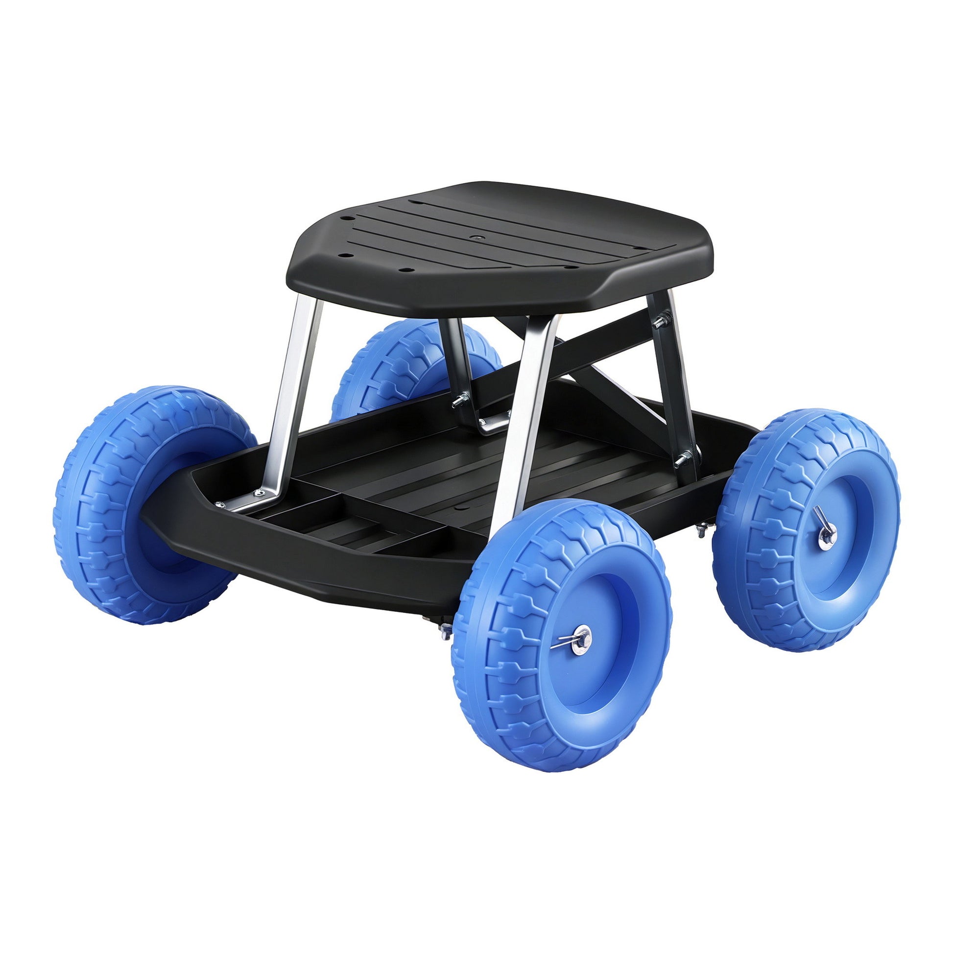 Gardeon Garden Cart Seat with Wheels, Rolling Work Stool with Tool Storage Tray, 440lbs (200kg) Heavy Duty Capacity Garden Stool for Outdoor Yard Work, Car Detailing, and Garage Maintenance, Blue/Black-8