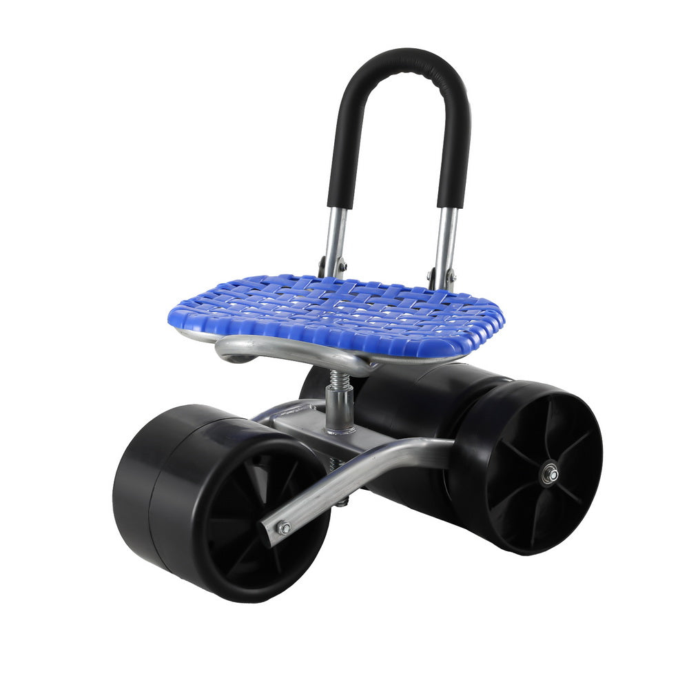 Gardeon Garden Stool Seat Foldable with Wheels Blue-2