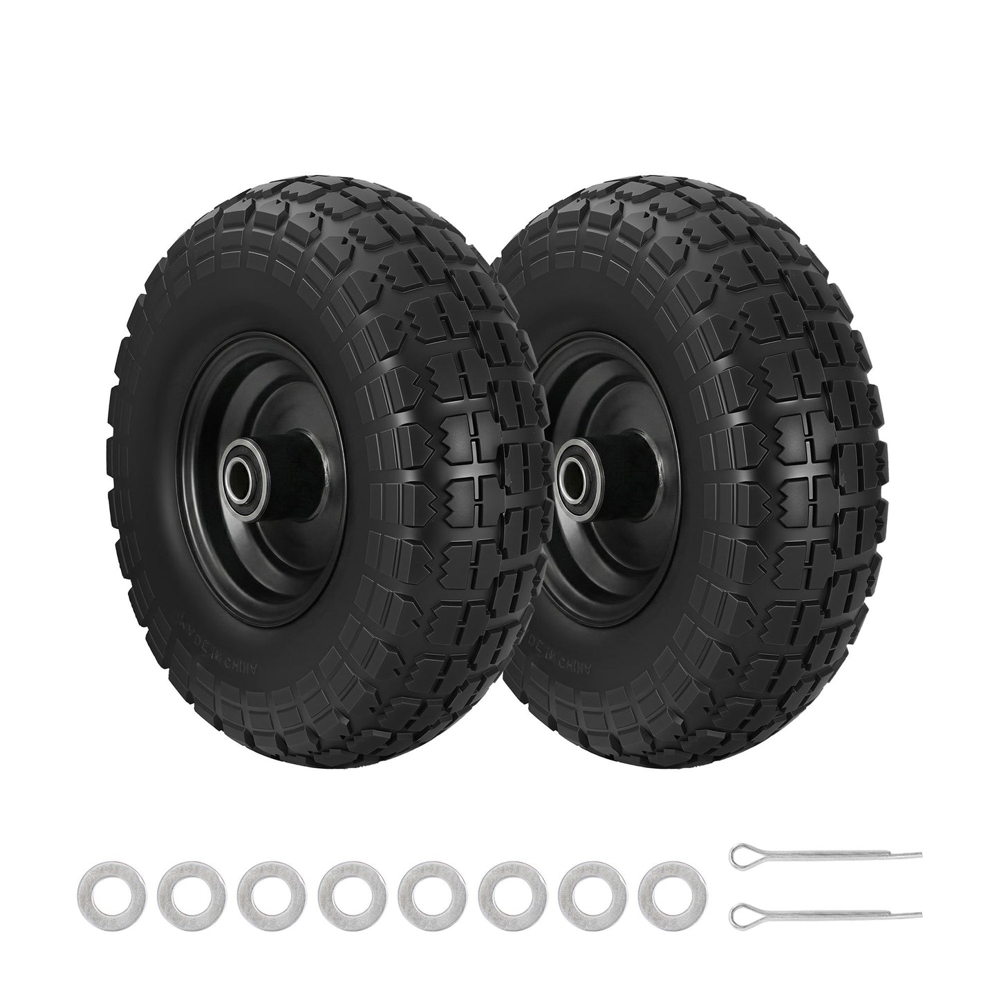 Gardeon 2pcs, 4.10/3.50-4 Tire And Wheel Flat Free, 26cm Solid Rubber Tires with 5/8 Axle Bore Hole And Double Sealed Bearings, Perfect for Wheelbarrow, Garden Cart, Wagon, Dolly-7