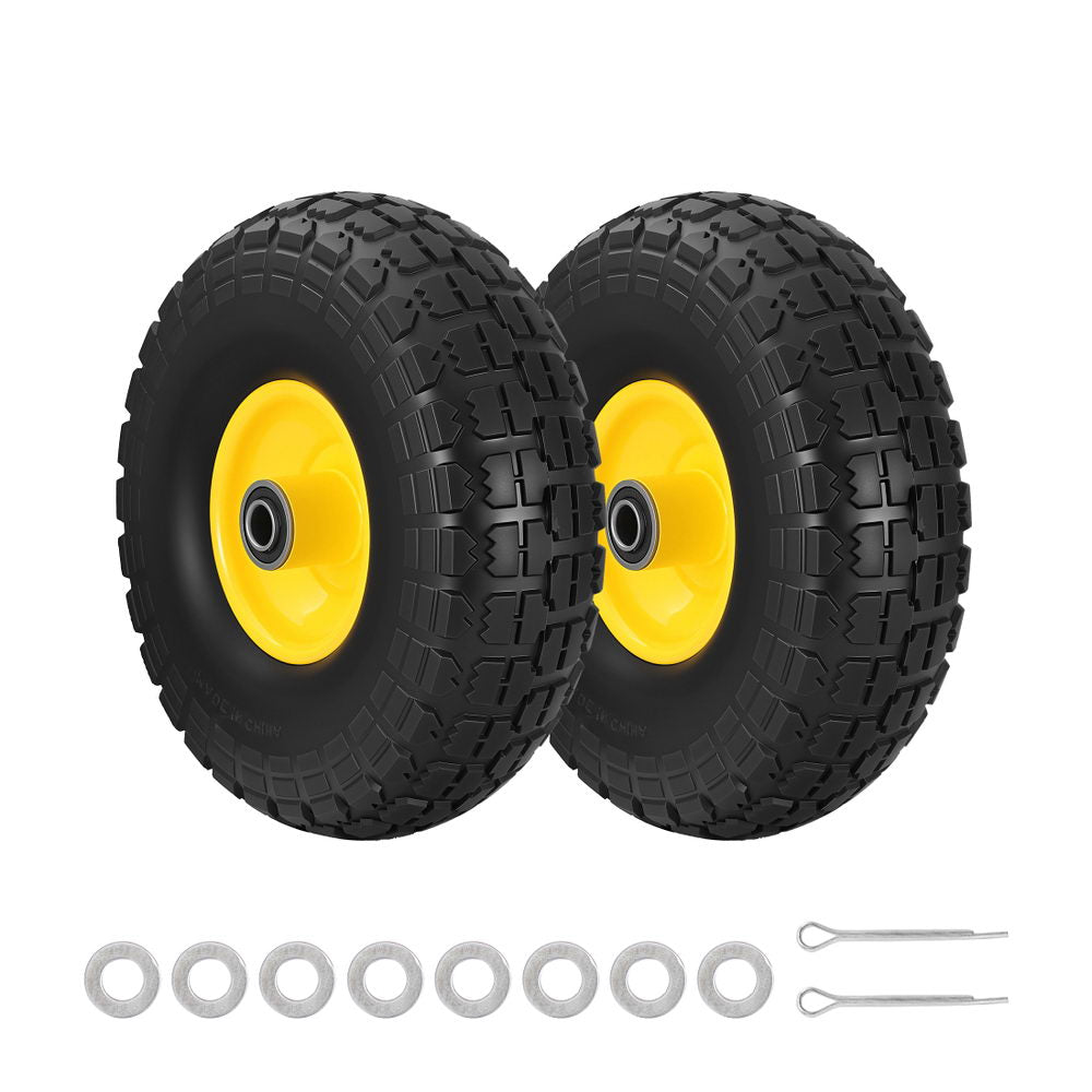 Gardeon 2pcs, 4.10/3.50-4 Tire And Wheel Flat Free, 26cm Solid Rubber Tires with 5/8 Axle Bore Hole And Double Sealed Bearings, Perfect for Wheelbarrow, Garden Cart, Wagon, Dolly-7