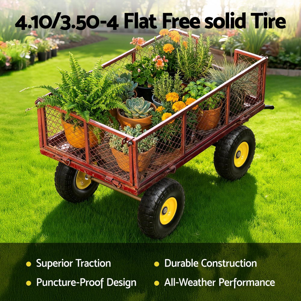 Gardeon 2pcs, 4.10/3.50-4 Tire And Wheel Flat Free, 26cm Solid Rubber Tires with 5/8 Axle Bore Hole And Double Sealed Bearings, Perfect for Wheelbarrow, Garden Cart, Wagon, Dolly-1