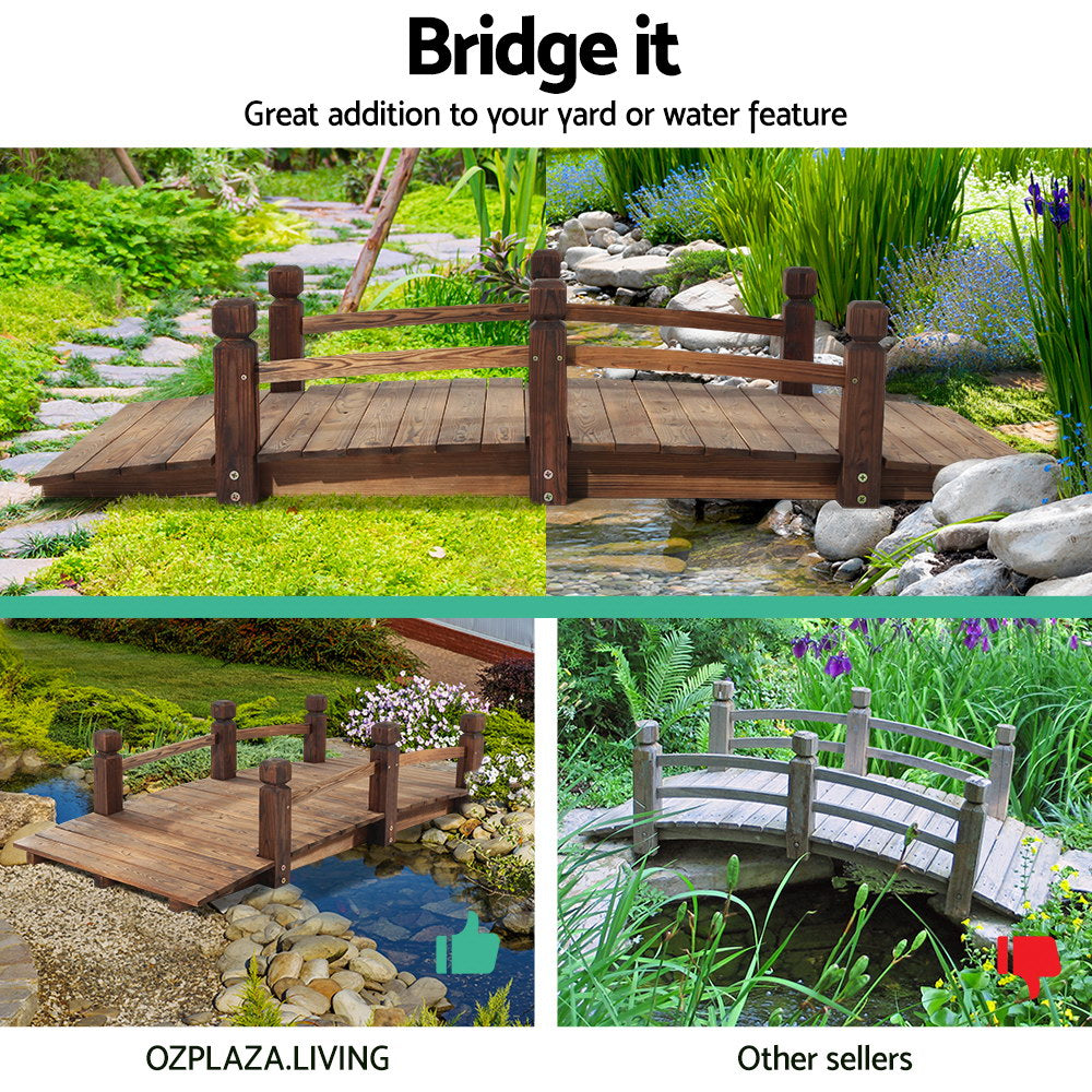 Gardeon Garden Decor Outdoor Ornament Wooden Bridge 160cm-2