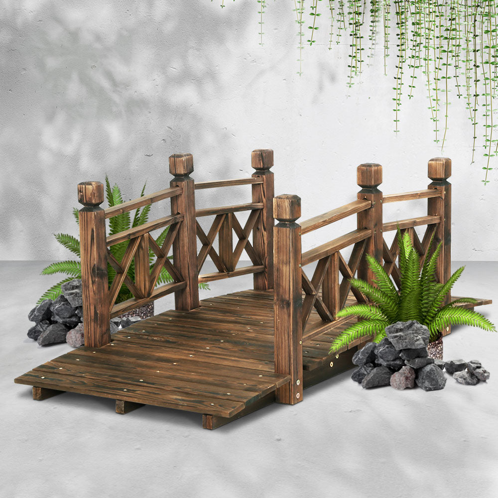 Gardeon Garden Decor Outdoor Ornament Wooden Bridge 150cm-7