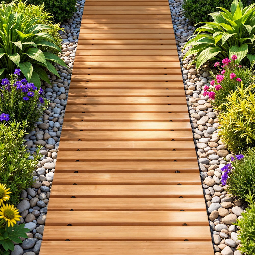Gardeon 8FT Wooden Garden Pathway Roll-Out Straight Walkway Outdoor Backyard Brown-0