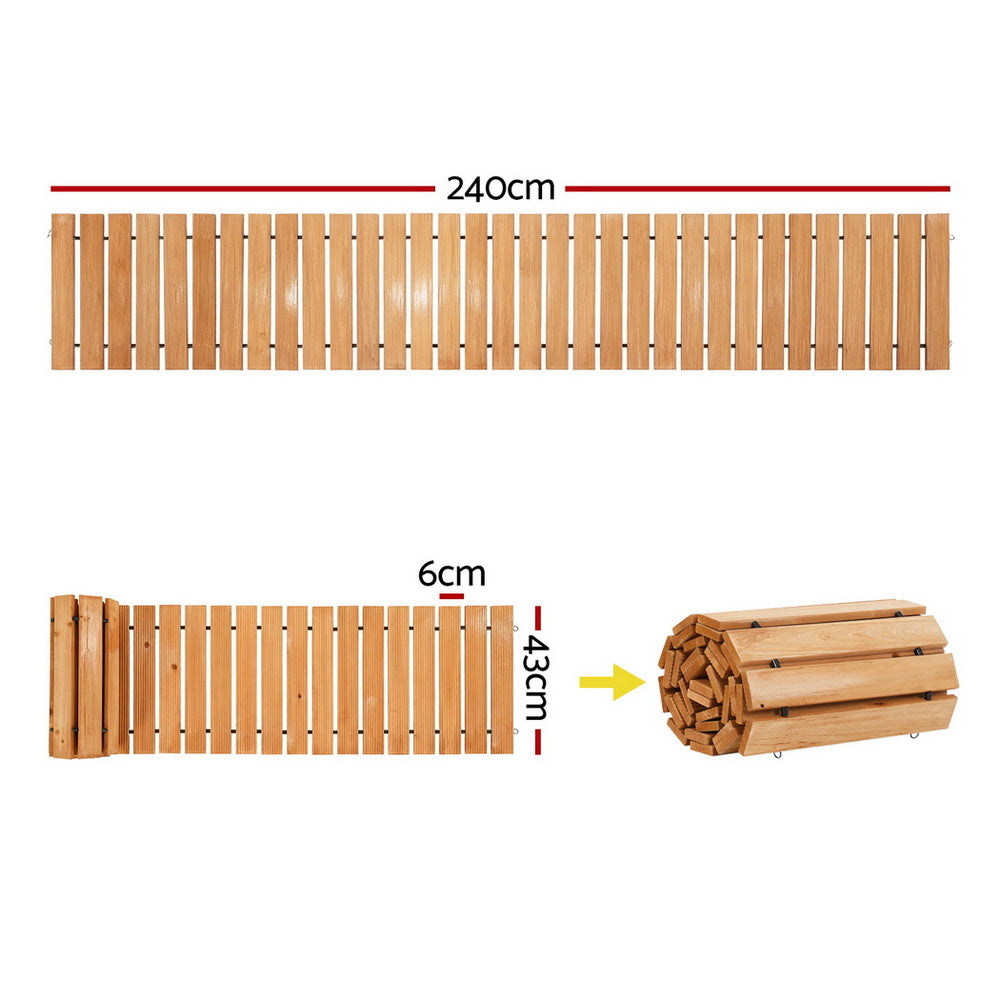 Gardeon 8FT Wooden Garden Pathway Roll-Out Straight Walkway Outdoor Backyard Brown-2