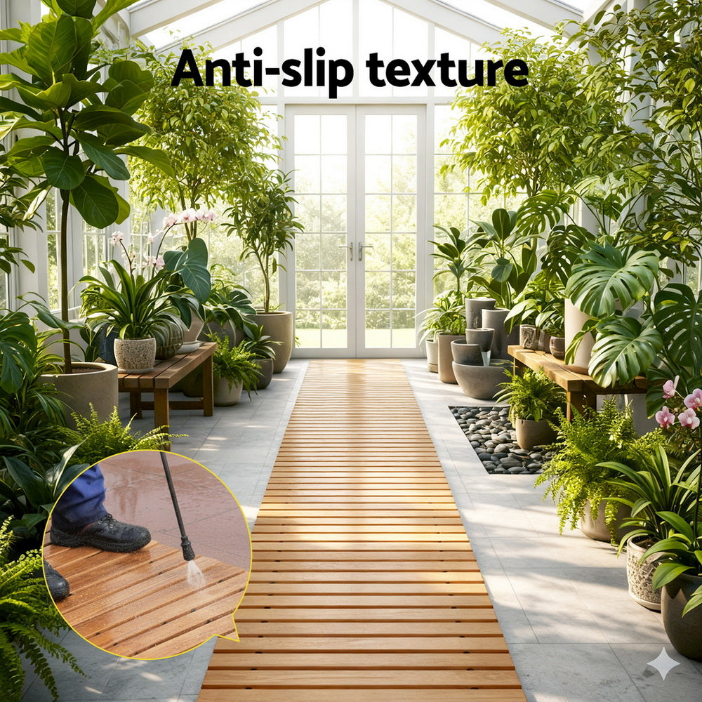 Gardeon 8FT Wooden Garden Pathway Roll-Out Straight Walkway Outdoor Backyard Brown-6