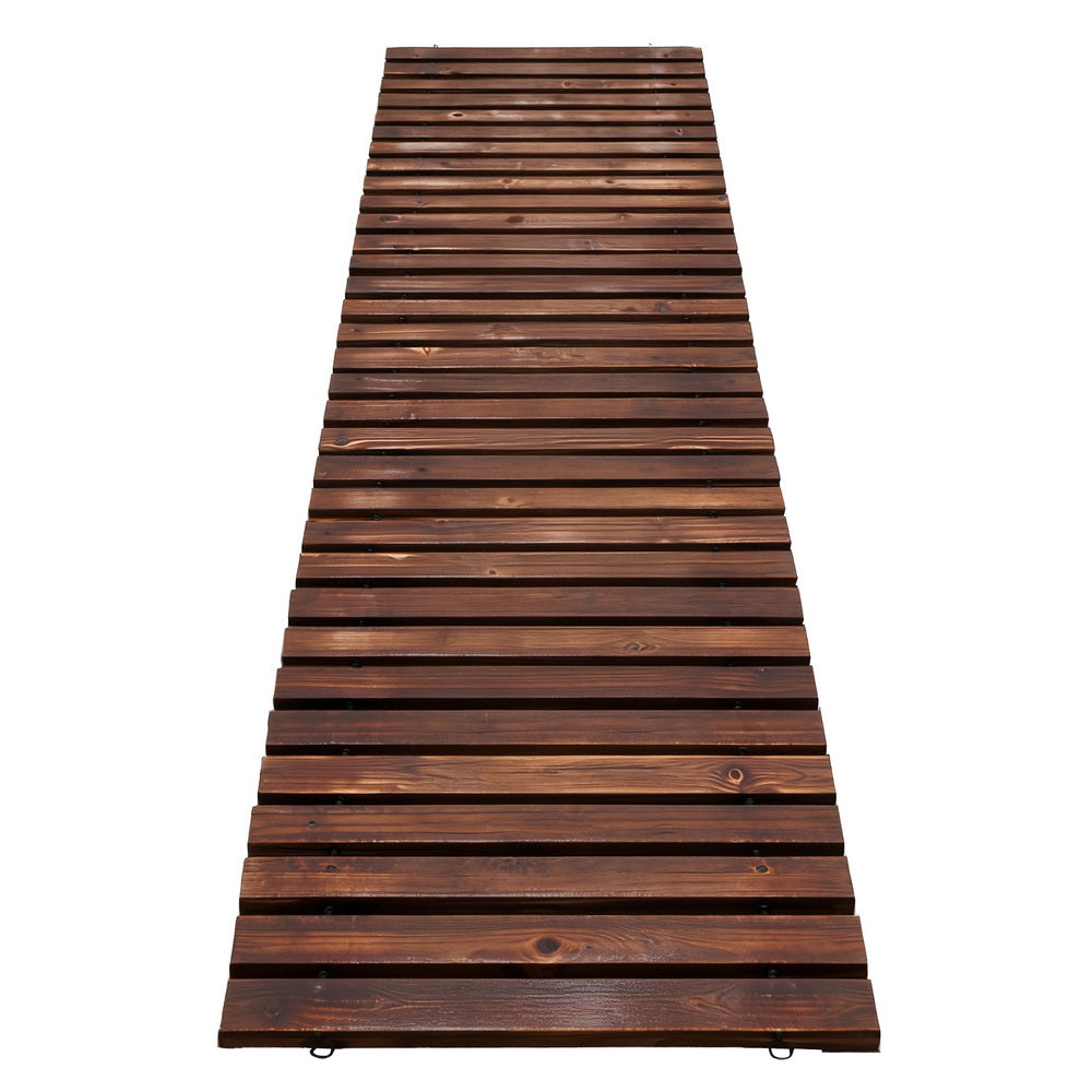 Gardeon 8FT Wooden Garden Pathway Roll-Out Straight Walkway Outdoor Backyard Charcoal Brown-1