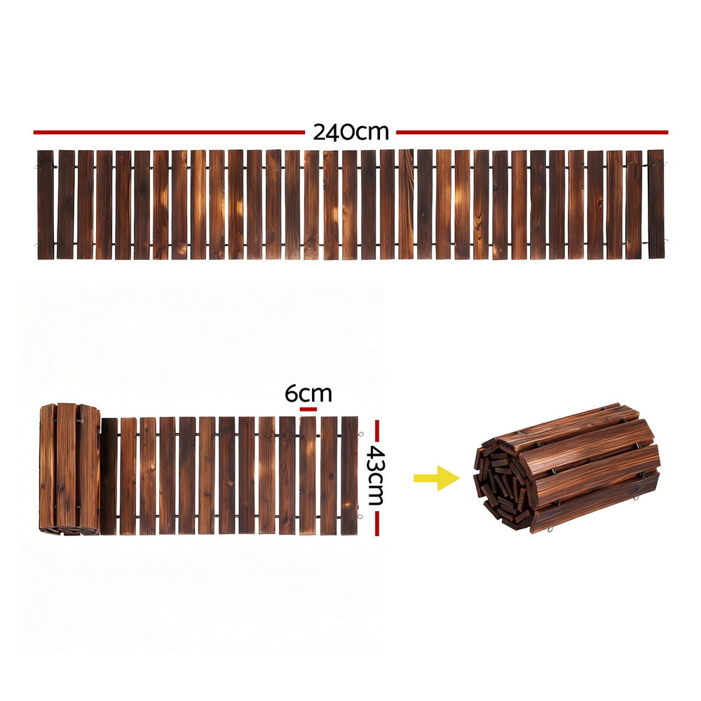 Gardeon 8FT Wooden Garden Pathway Roll-Out Straight Walkway Outdoor Backyard Charcoal Brown-2