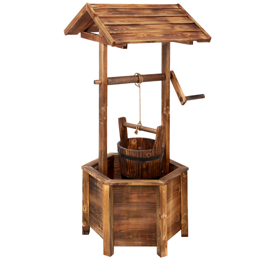 Gardeon Garden Decor Outdoor Ornament Wooden Wishing Well-0