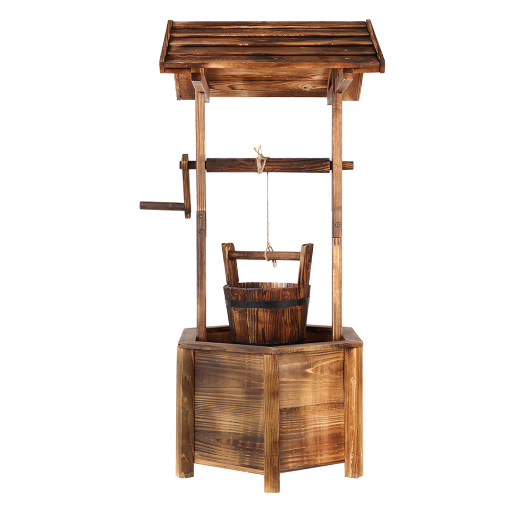 Gardeon Garden Decor Outdoor Ornament Wooden Wishing Well-2