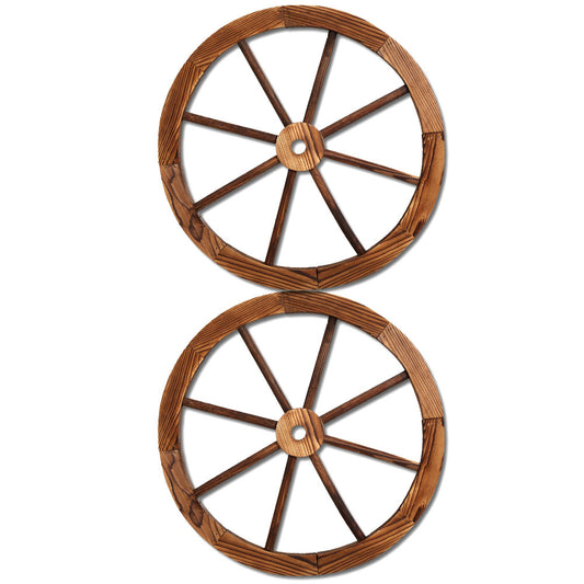 Gardeon Garden Decor Outdoor Ornament 2X Wooden Wagon Wheel-0