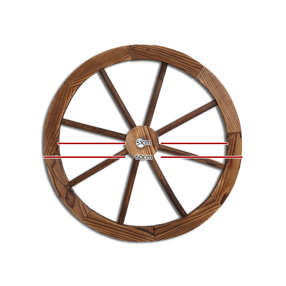 Gardeon Garden Decor Outdoor Ornament 2X Wooden Wagon Wheel-1