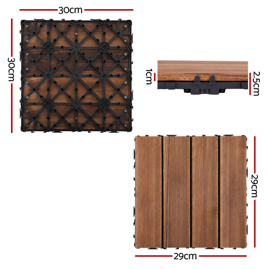 Gardeon 10PCS Wood Deck Tiles 30x30cm Interlocking Floor Tiles for Patio Balcony Garden