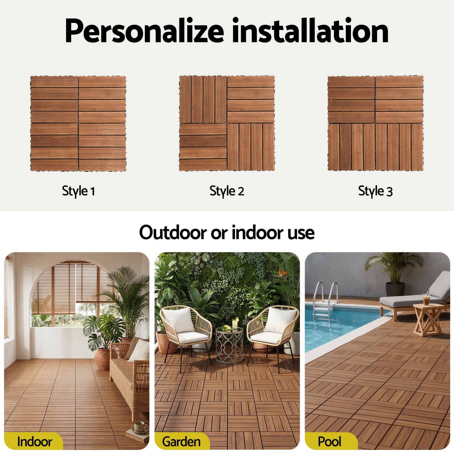Gardeon 10PCS Wood Deck Tiles 30x30cm Interlocking Floor Tiles for Patio Balcony Garden