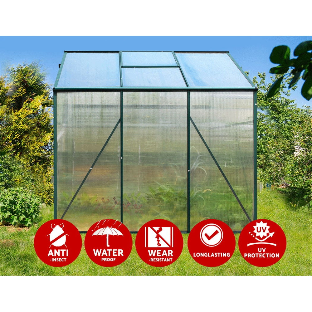 Greenfingers Greenhouse 1.9x1.9x1.83M Aluminium Polycarbonate Green House Garden Shed-3