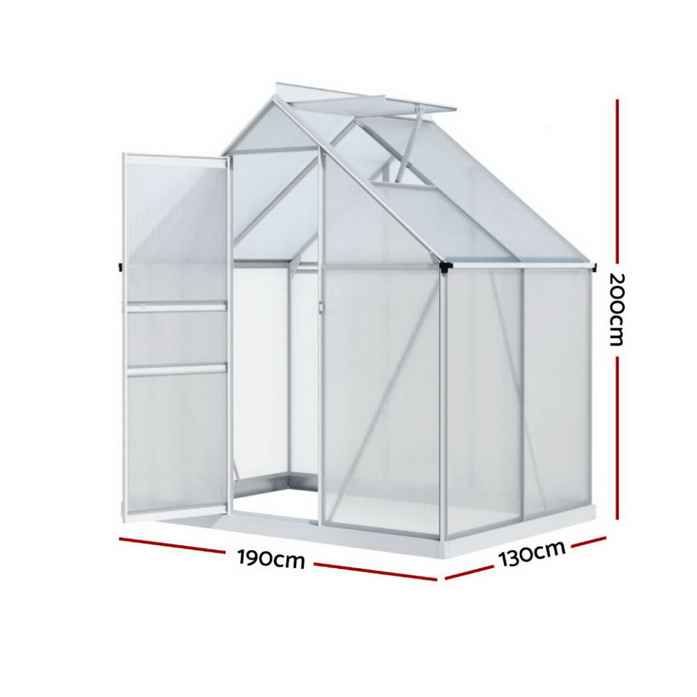 Green Fingers Greenhouse Aluminium Polycarbonate Premium Garden Storage Shed 3.1Mx1.9Mx2.0M-1