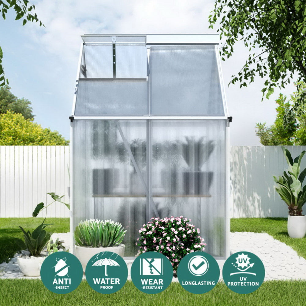 Green Fingers Greenhouse Aluminium Polycarbonate Premium Garden Storage Shed 3.1Mx1.9Mx2.0M-3