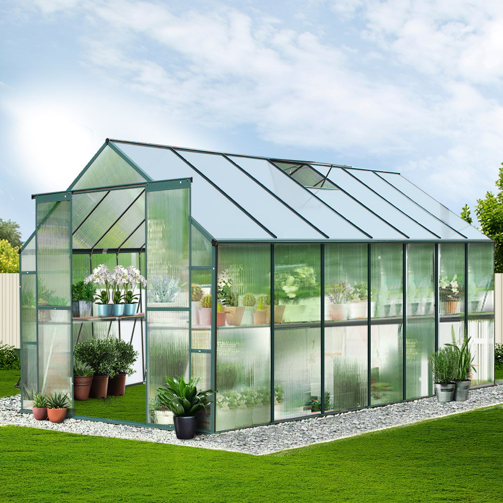 Greenfingers Greenhouse 4.43x2.44x2.15M Aluminium Polycarbonate Green House Garden Shed-6