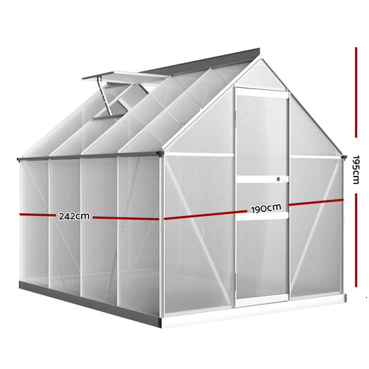 Greenfingers Greenhouse Aluminium Green House Polycarbonate Garden Shed 2.4x1.9M-0