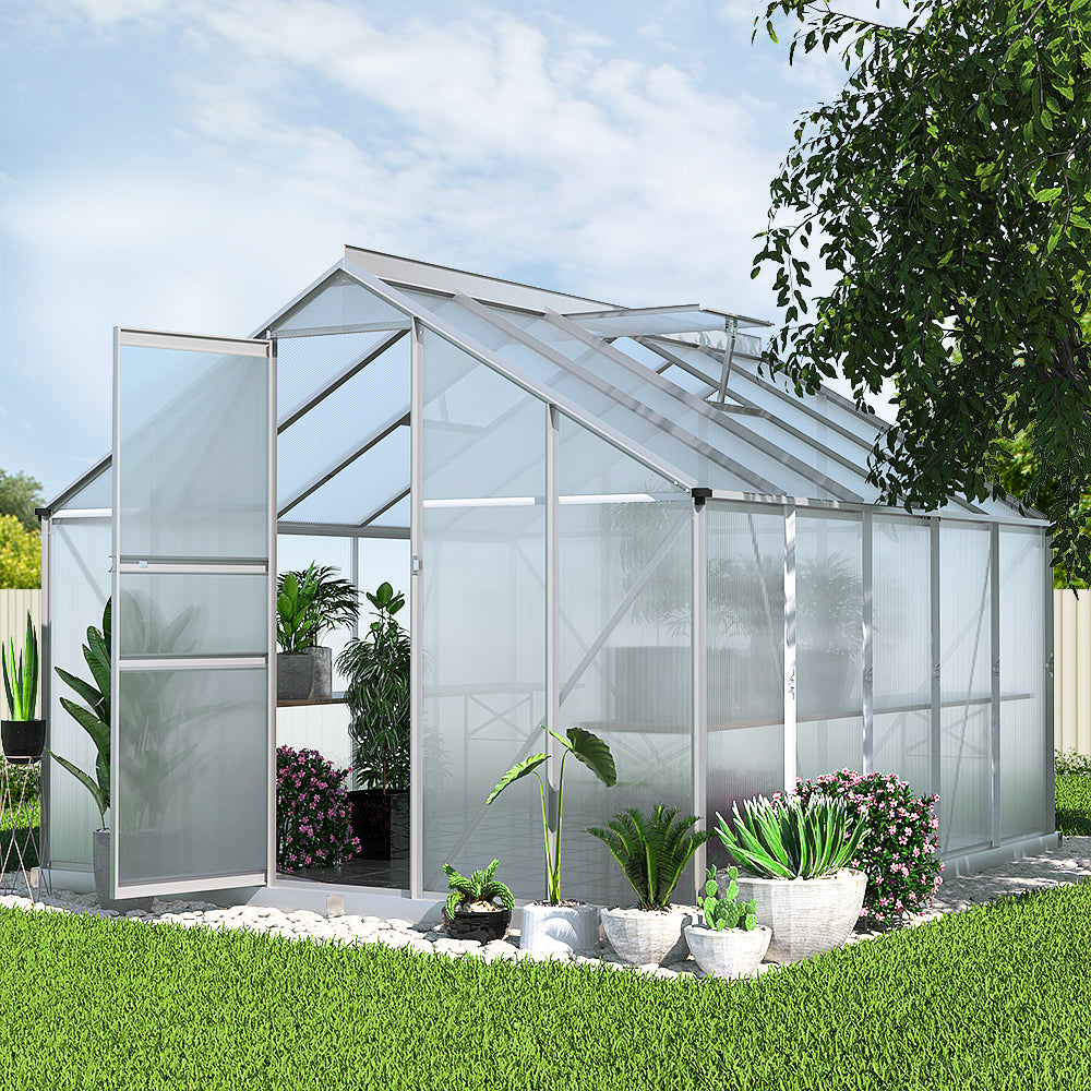 Greenfingers Greenhouse 3x2.5x1.95M Aluminium Polycarbonate Green House Garden Shed-7