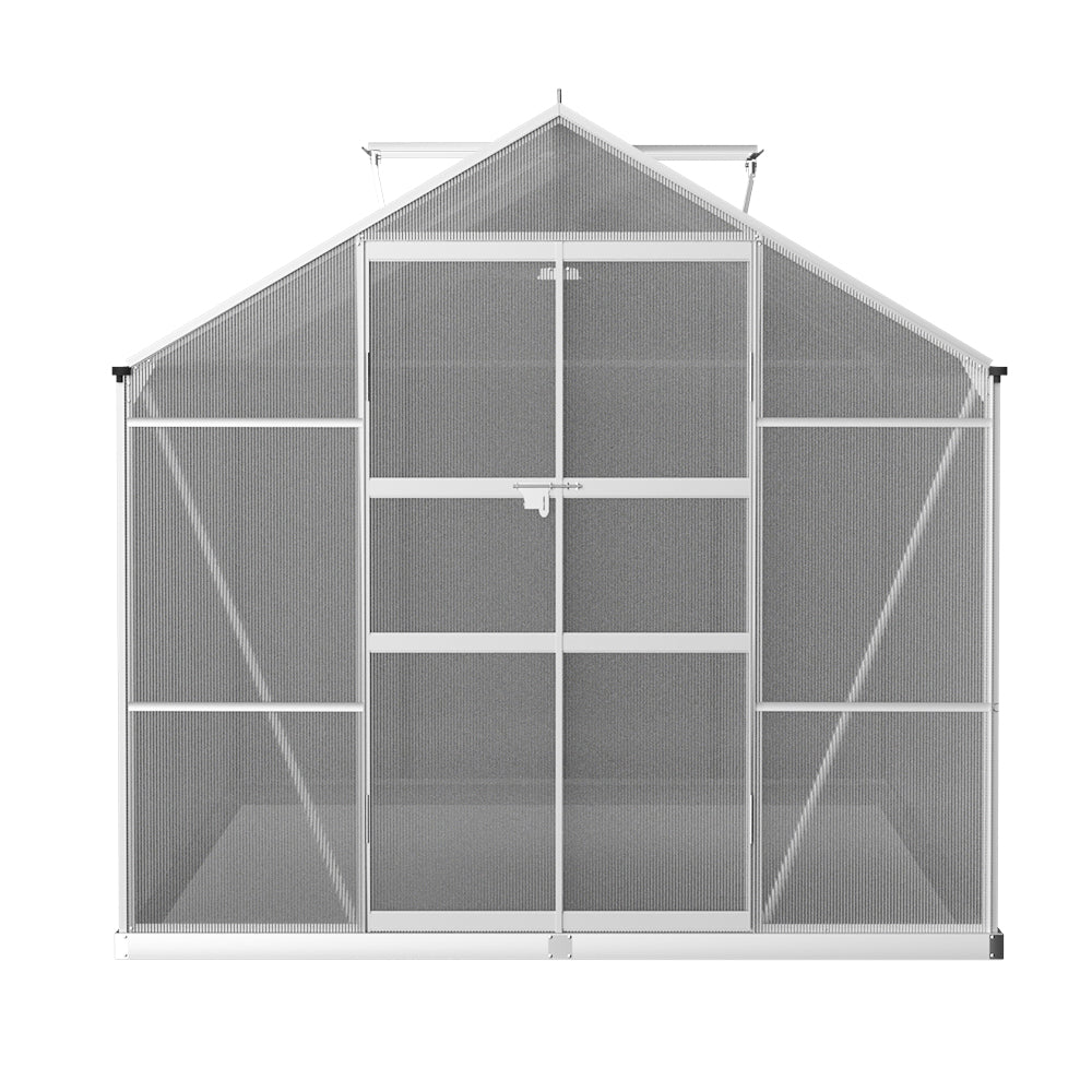 Greenfingers Greenhouse 3x2.5x2.26M Double Doors Aluminium Green House Garden Shed-3