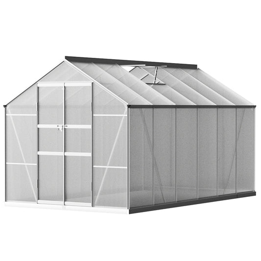 Greenfingers Greenhouse 3.7x2.5x2.26M Double Doors Aluminium Green House Garden Shed-0