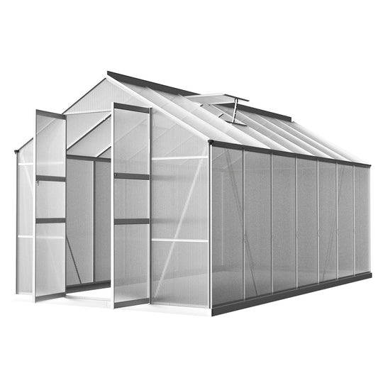 Greenfingers Greenhouse 4.1x2.5x2.26M Double Doors Aluminium Green House Garden Shed-0