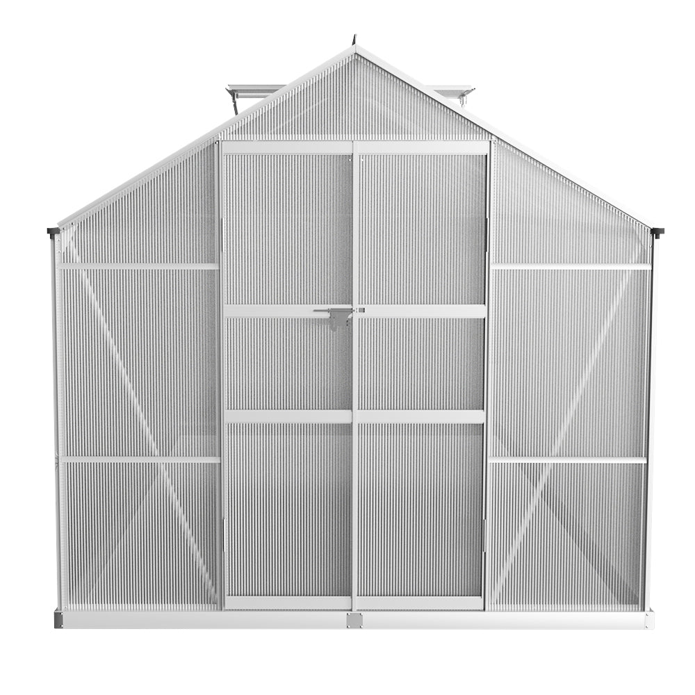 Greenfingers Greenhouse 4.1x2.5x2.26M Double Doors Aluminium Green House Garden Shed-2