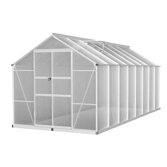 Greenfingers Greenhouse 4.7x2.5x2.26M Double Doors Aluminium Green House Garden Shed-0