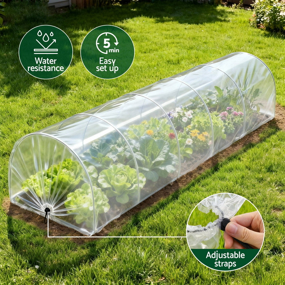 Green Fingers Mini Greenhouse 300x45x30cm Tunnel Clear PVC Steel Frame Portable-3