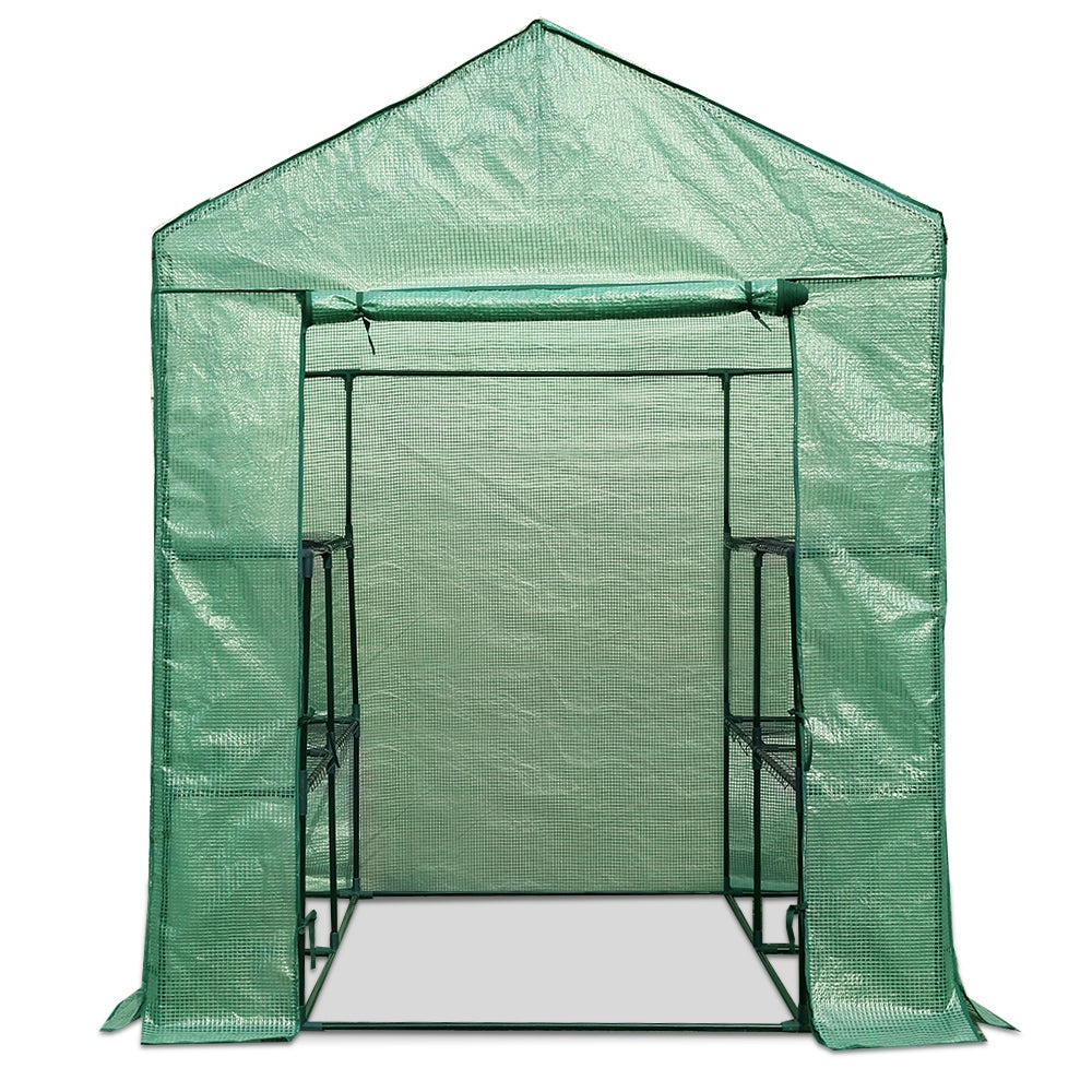 Greenfingers Greenhouse 1.4x1.55x2M Walk in Green House Tunnel Plant Garden Shed 8 Shelves-2