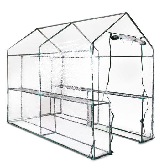 Greenfingers Greenhouse 1.2x1.9x1.9M Walk in Green House Tunnel Clear Garden Shed 4 Shelves-0