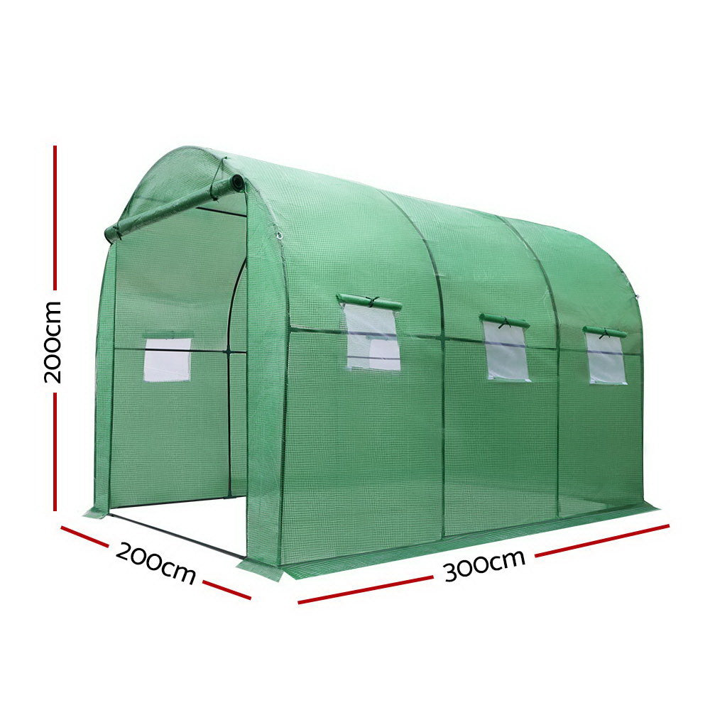 Greenfingers Greenhouse 3x2x2M Walk in Green House Tunnel Plant Garden Shed Dome-1