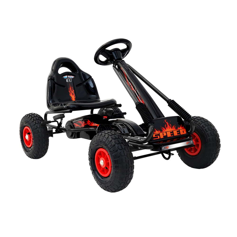 Rigo Kids Pedal Go Kart Ride On Toys Racing Car Rubber Tyre Black-0